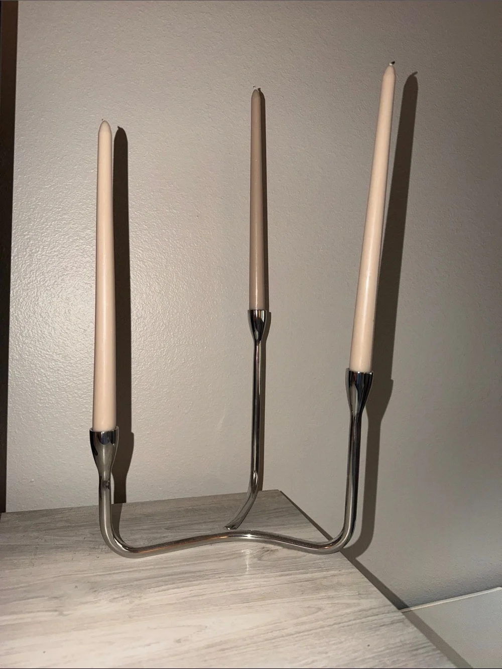 West Elm 	 Kuba Metal, Centerpiece, Chrome Candle Holder